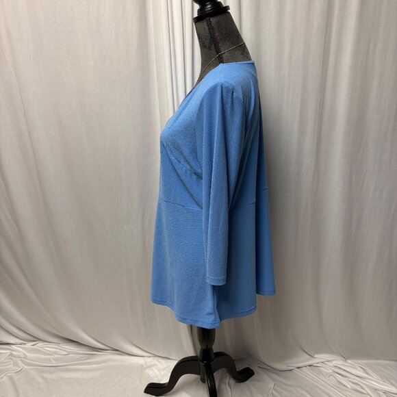 Linea By Louis Dell'Olio Tunic Womens Size Medium Blue V-Neck Peplum Stretch Top - Picture 3 of 9